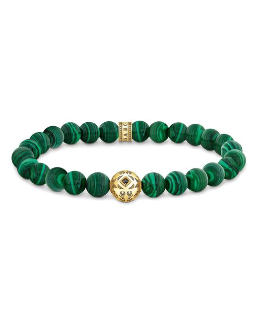 Thomas Sabo Green Beads-Armband aus grünen Steinen vergoldet A2145-140-6-L17