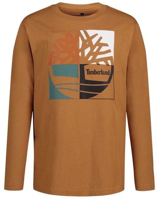 T-shirt à manches longues avec logo signature et col rond pour homme Timberland pour homme en coloris Brown