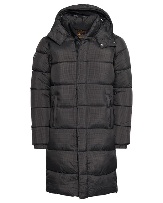 Superdry Gray Ripstop Longline Puffer Jacket for men