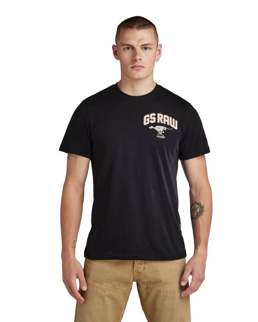G-Star RAW Black Skeleton Dog Chest Graphic Slim T-shirts