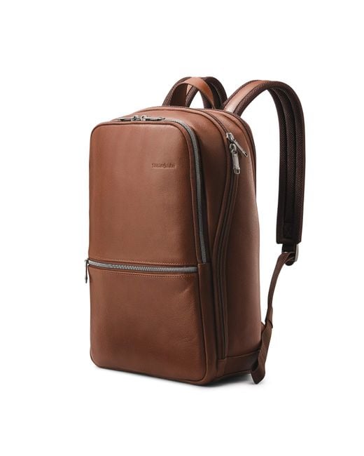 Samsonite Brown Classic Leather Slim Backpack