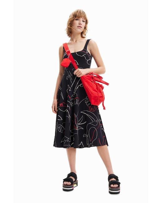 Desigual Cambridge Sleeveless Jersey Summer Dress 23swvk15 Black in Red Lyst UK