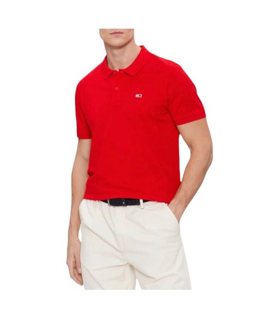 Maglietta Polo iche Corte Uomo Slim Fit di Tommy Hilfiger in Red da Uomo