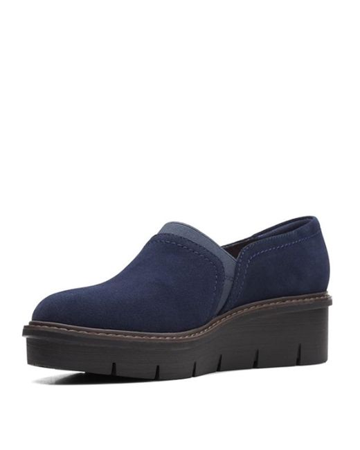Clarks Blue Airabell Mid Wedge Sandal