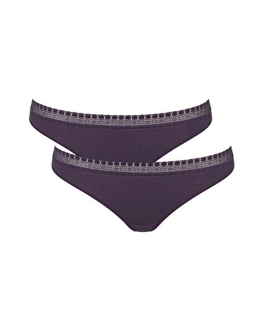 Sloggi Purple Go Ribbed Brazil Briefs 2 Pack Blueberry Blue M - 12