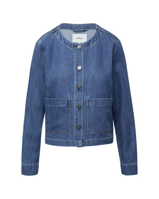 S.oliver Blue Verkürzte Denimjacke mit aufgesetzten Taschen blau 42