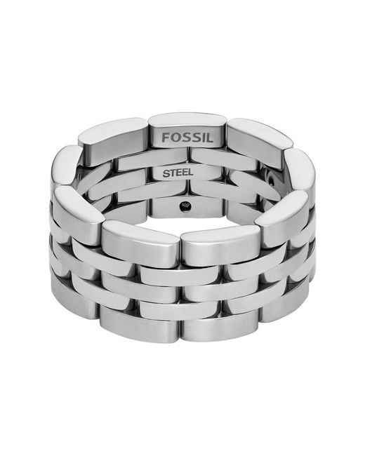 Fossil Metallic Arden Silver Stainless Steel Ring for men