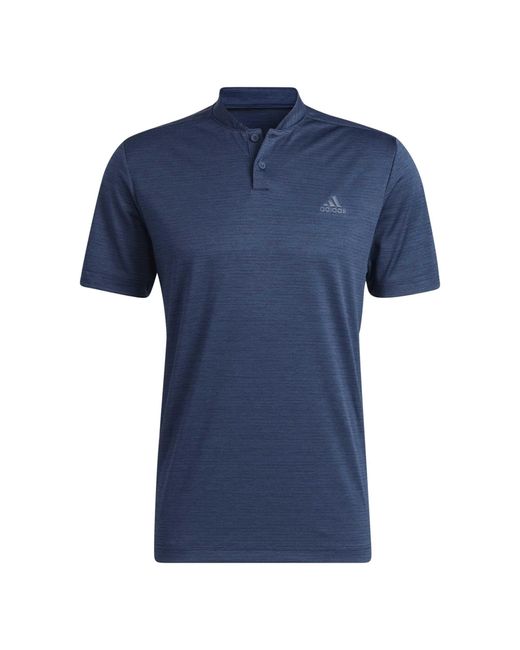 Adidas Blue S Textured Stripe Polo Shirt Short Sleeve Navy S for men