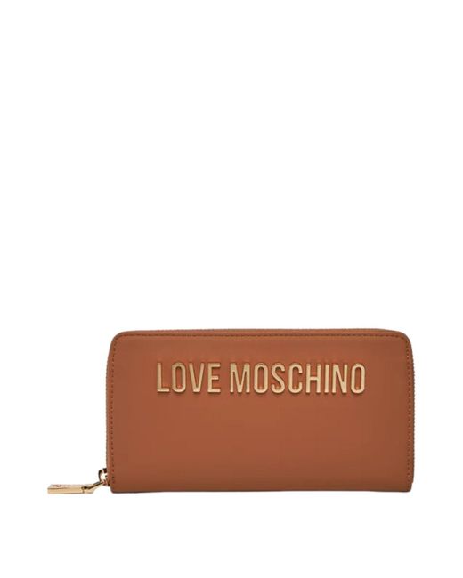 Portafoglio zip around lettering cammello di Love Moschino in Brown