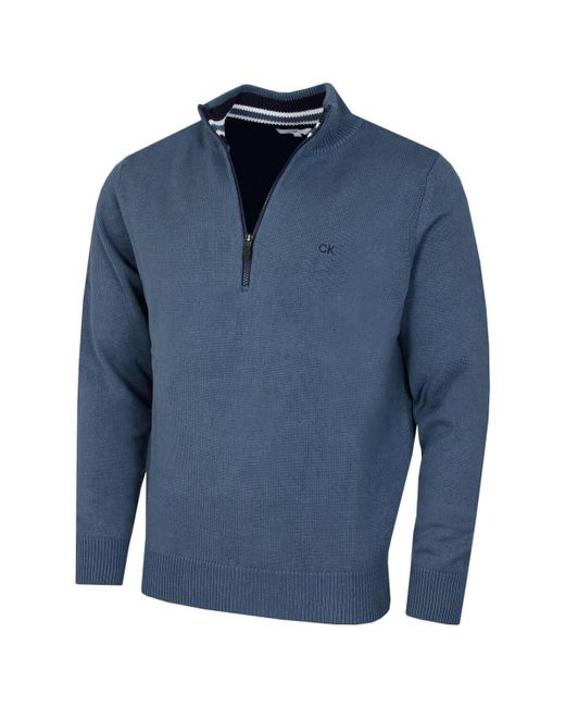 Calvin Klein 1/2 Zip CK Golf Pullover – Denim – in Blue für Herren