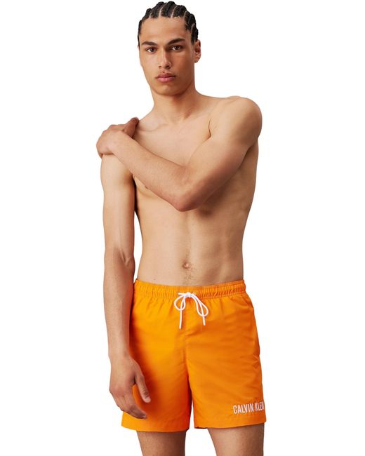 Calvin Klein Medium Drawstring-wr Print Zwembroek in het Orange voor heren
