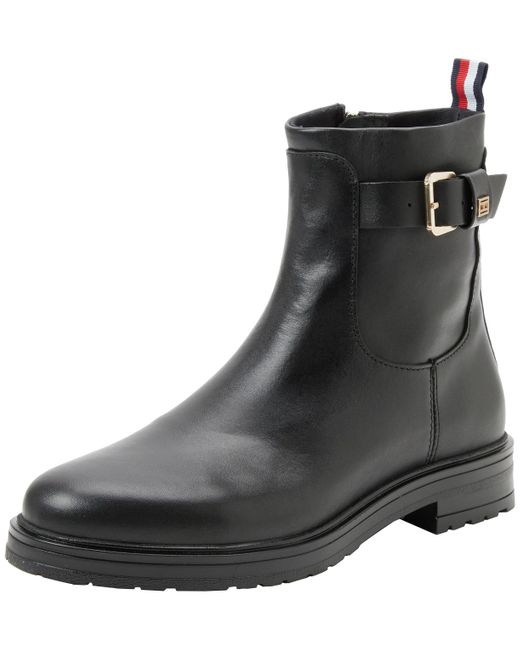 Bottes Low Boot Leather Bottines Tommy Hilfiger en coloris Black