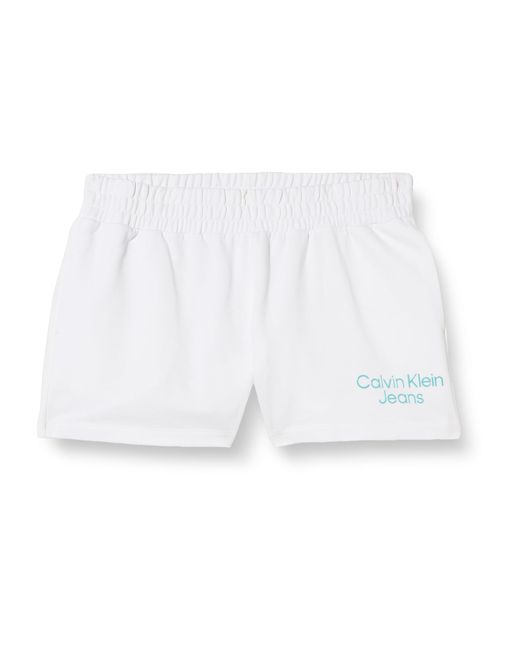 Calvin Klein Jeans Gestapelde Institutionele Shorts Voor in het White