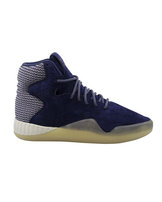 Adidas Tubular Instinct Blue Suede Leather Hi Lace Up S Trainers S80087 for men