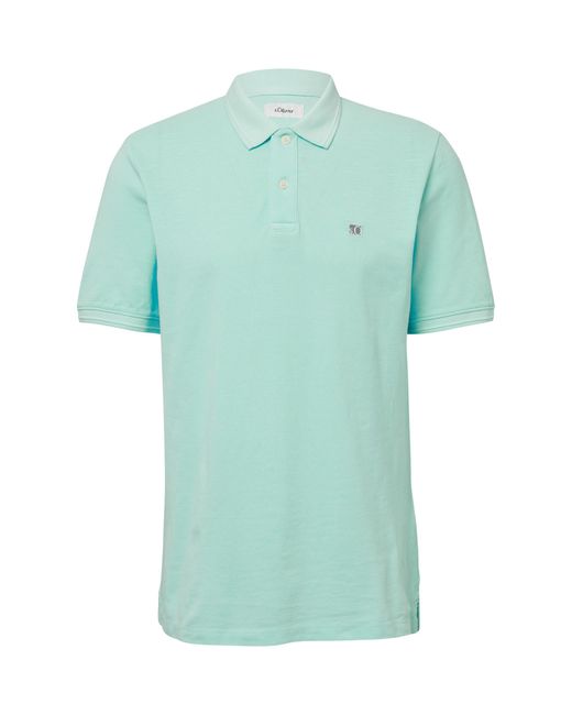S.oliver Poloshirt mit kleinem Labelpatch und Flammgarnstruktur Minze M in Green für Herren