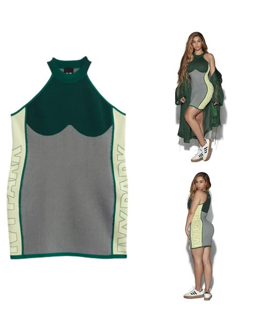 Adidas X Ivy Park Knit Logo Bodycon Dress Green Gv3970 Size Xxl