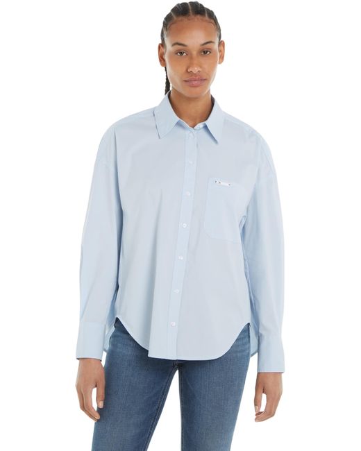 Tommy Hilfiger Blue Hemd Oversize Cotton Shirt Langarm