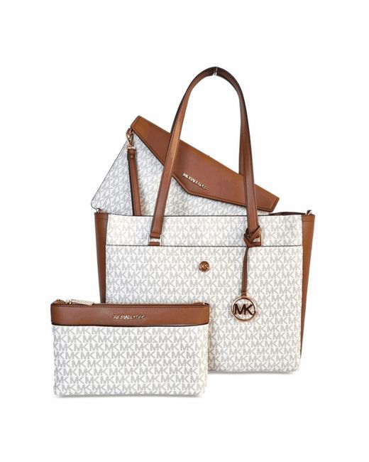 Michael Kors White Maisie Large Pebbled Leather 3-in-1 Tote Bag