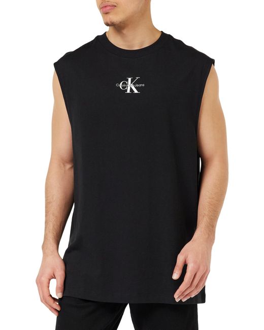 Calvin Klein Black Monologo Sleeveless Tee J30j325211 Other Knit Tops for men