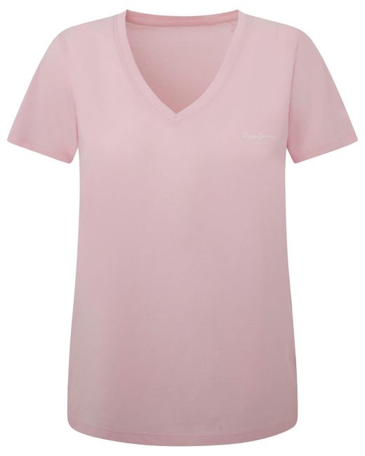 Lorette V Neck Camiseta Mujer Pepe Jeans de color Pink