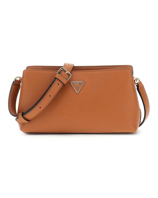 Talent Crossbody Top Zip Caramel di Guess in Black