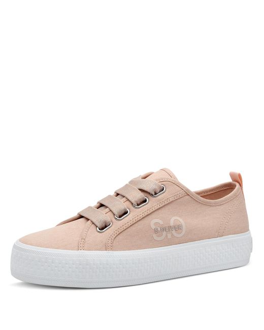 S.oliver Pink Plateau Sneaker mit Breiten Schnürsenkeln Low Top