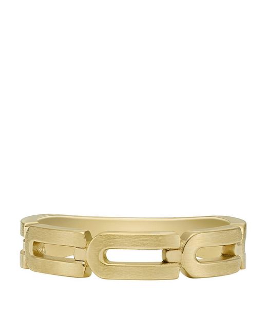 Fossil Metallic Heritage D-link Chain Gold-tone Stainless Steel Band Ring
