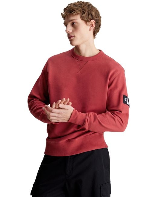 Calvin Klein BADGE CREW NECK Sweatshirts in Red für Herren