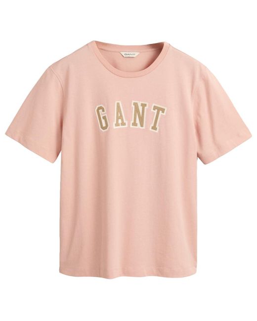Gant Pink REL Logo C-Neck T-Shirt