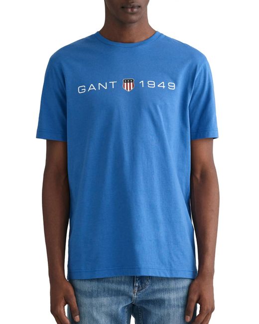 Gant Printed Graphic SS T-Shirt in Blue für Herren