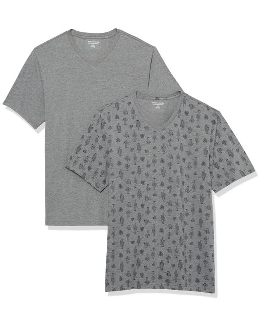 Camiseta de Cuello en V de ga Corta y Ajuste Entallado Hombre Amazon Essentials de hombre de color Gray