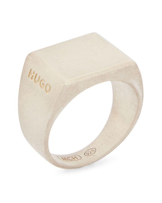 HUGO White E-silver-ring for men