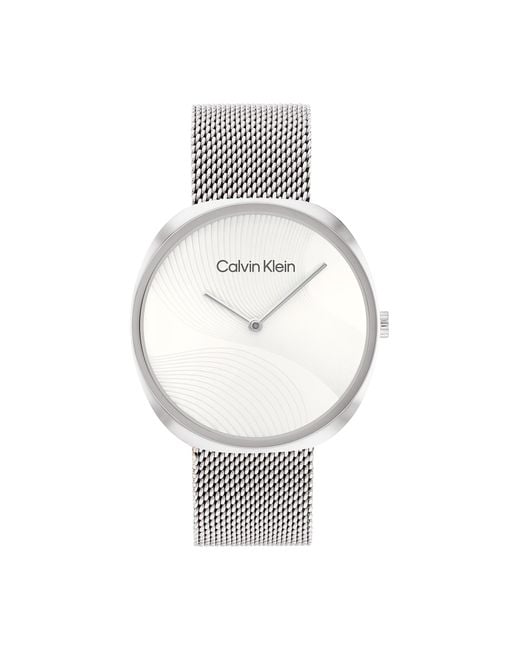 Reloj Analógico de Cuarzo para Mujer Colección Sculpt con Correa de Malla de Acero Inoxidable Plateada - 25200245 Calvin Klein de color White