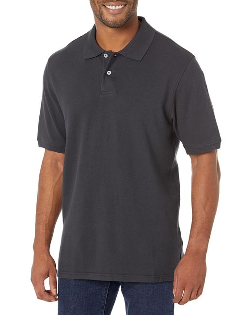 Amazon Essentials Polohemd mit normaler Passform aus Baumwollpiqué in Black für Herren