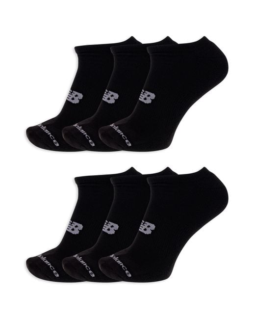 New Balance Black Adult's And Performance Cushioned No Show Socks-6 & 12 Moisture Wicking