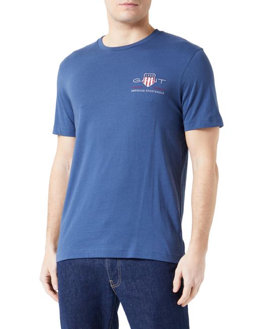 Reg Archive Shield EMB SS-Maglietta T-Shirt di Gant in Blue da Uomo