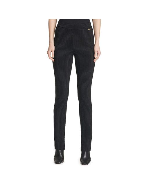 Calvin Klein Black Pinstripe Pull On Pant Business Casual