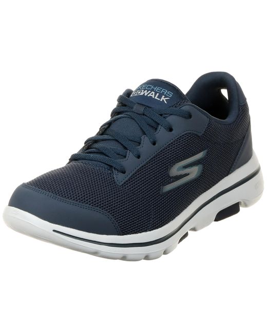 Skechers Blue Gowalk 5 Demitasse-textured Knit Lace Up Performance Walking Shoe Sneaker for men