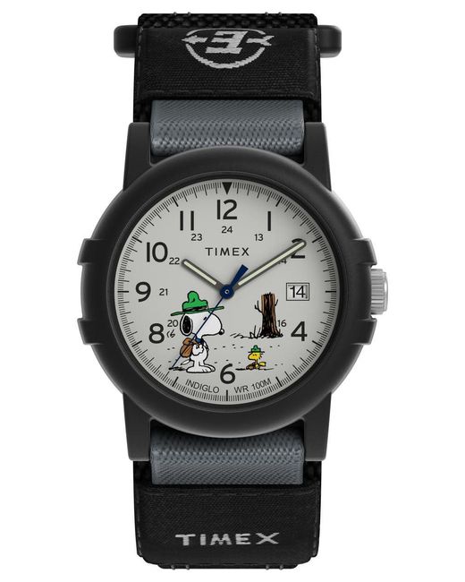 Timex Analog Armbanduhr Peanuts Camper in Black für Herren