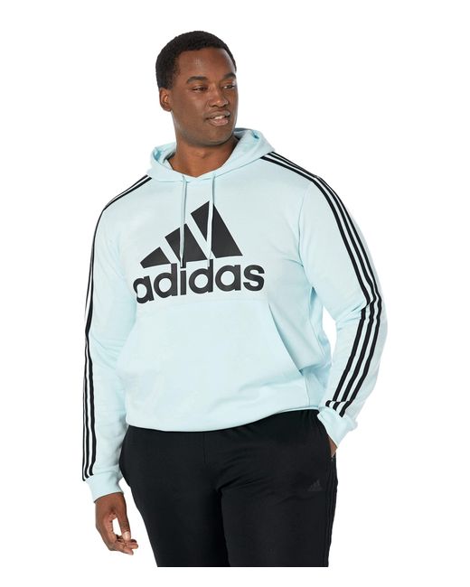 Adidas Gray Big & Tall Essentials Fleece 3-stripes Hoodie Almost Blue/black 4xl for men