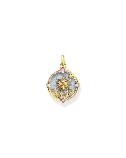 Thomas Sabo Metallic Gold-plated Pendant With Blue Cold Enamel And Colourful Stones 925 Sterling Silver