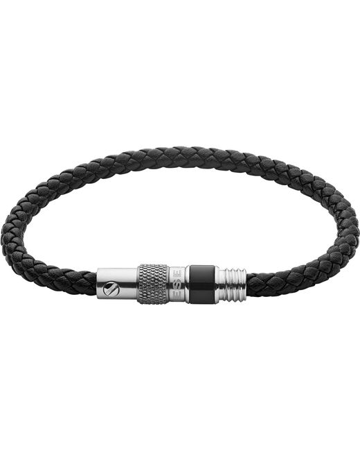 DX1222040 Bracelet pour homme en cuir et acier inoxydable Noir DIESEL pour  homme en coloris Noir - Lyst