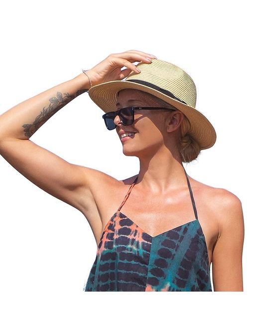 HIKARO Summer Straw Panama Fedora Hats For Lady S Beach Sun Hat Wide Brim  Safari Packable Stylish Golf Fishing Sunhat Large 60cm in Blue | Lyst UK