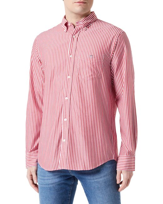 Poplin Stripe Shirt Camicia Reg in Popeline A Righe di Gant in Pink da Uomo