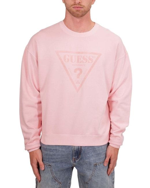 Guess Relaxed Sweatshirt Voor Met Ton-sur-ton Vintage Logo in het Pink voor heren