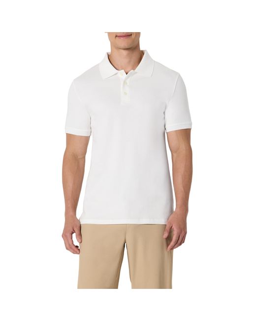 Amazon Essentials Slim Fit: Interlock-Poloshirt in White für Herren