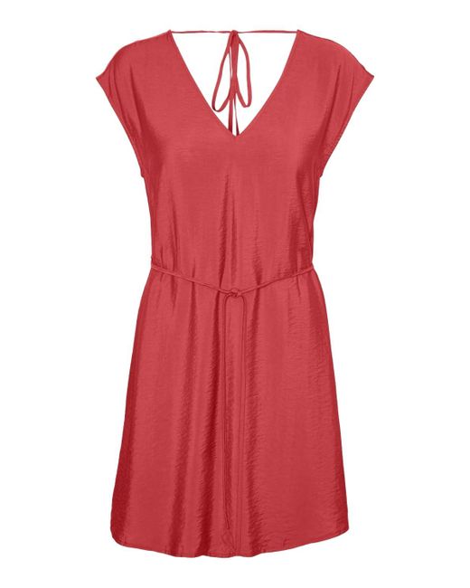 Vero Moda Red VMIRIS S/L V-Neck Short Dress WVN NOOS Kleid