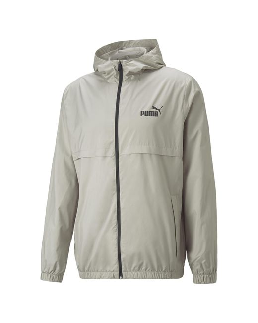 PUMA Gray Essentials Solid Windbreaker Jacket for men