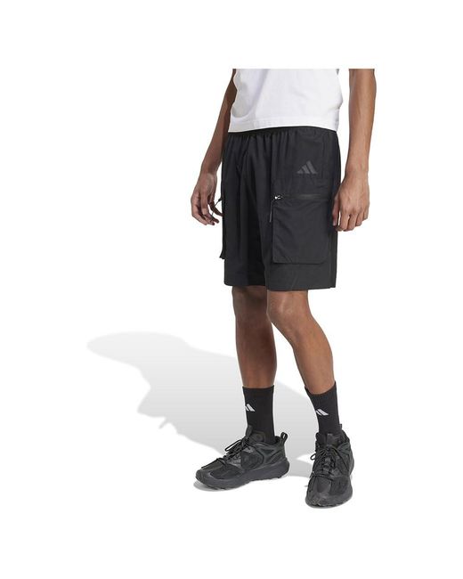 Adidas Black City Escape Woven Shorts for men