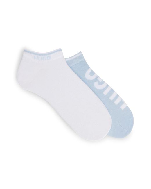 HUGO White S 2p As Logo Col Cc Two-pack Of Cotton-blend Socks In An Ankle Length for men